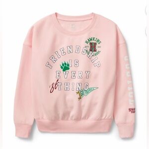 Justice Girls x Stranger Things Easy Fit Fleece Crewneck Sweater, S 7/8